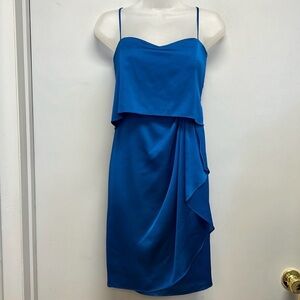 Max & Cleo Navy Blue Satin Cocktail Dress Size 12 Women’s Semi-Formal Mini Dress